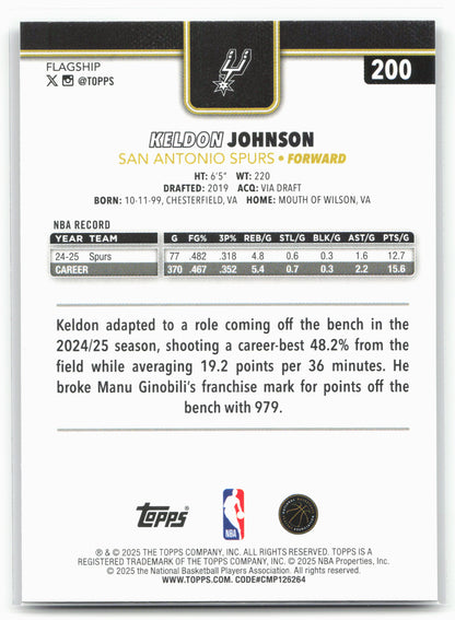 2025-26 Topps #200 Keldon Johnson Blackout