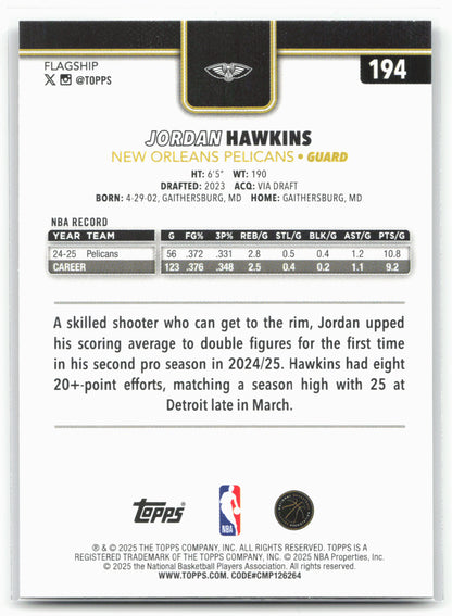 2025-26 Topps #194 Jordan Hawkins Blackout
