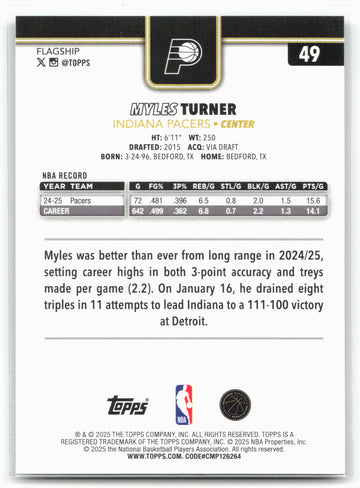 2025-26 Topps #49 Myles Turner Blackout