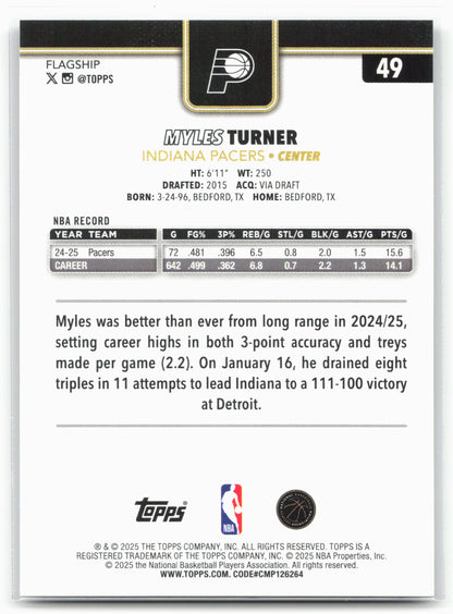 2025-26 Topps #49 Myles Turner Blackout