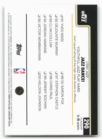 2025-26 Topps #290 Jazz Dance!: Youthful Jazz Play Hard Blackout