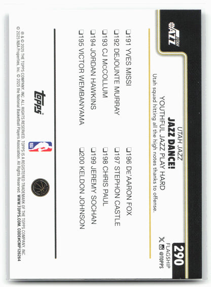 2025-26 Topps #290 Jazz Dance!: Youthful Jazz Play Hard Blackout