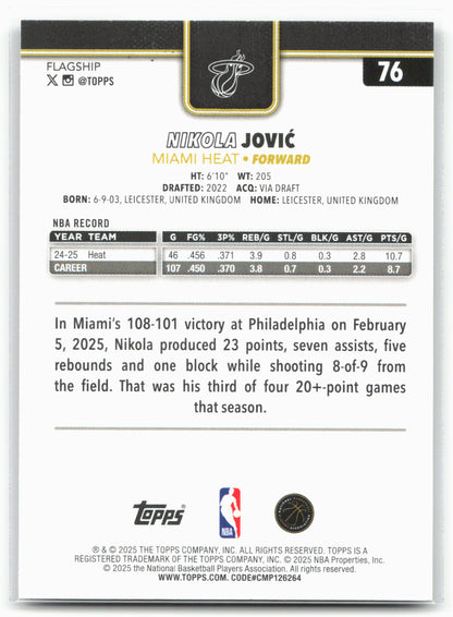 2025-26 Topps #76 Nikola Jović Blackout