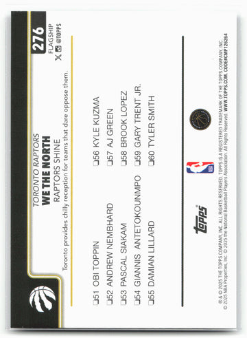2025-26 Topps #276 We The North: Raptors Shine Blackout