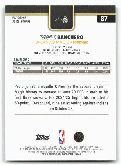 2025-26 Topps #87 Paolo Banchero Blackout