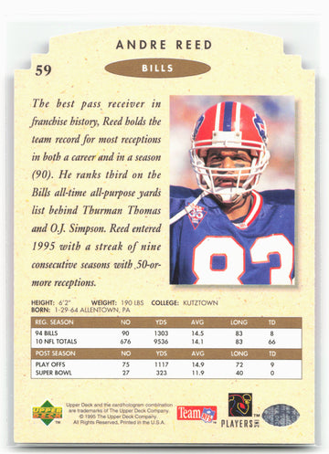 1995 SP Championship #59 Andre Reed Die Cuts
