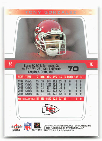 2004 Fleer Genuine #70 Tony Gonzalez