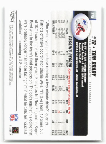 2004 Topps #275 Tom Brady Topps Collection