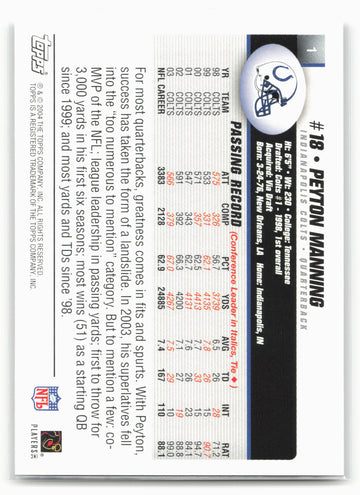 2004 Topps 1st Edition #1 Peyton Manning
