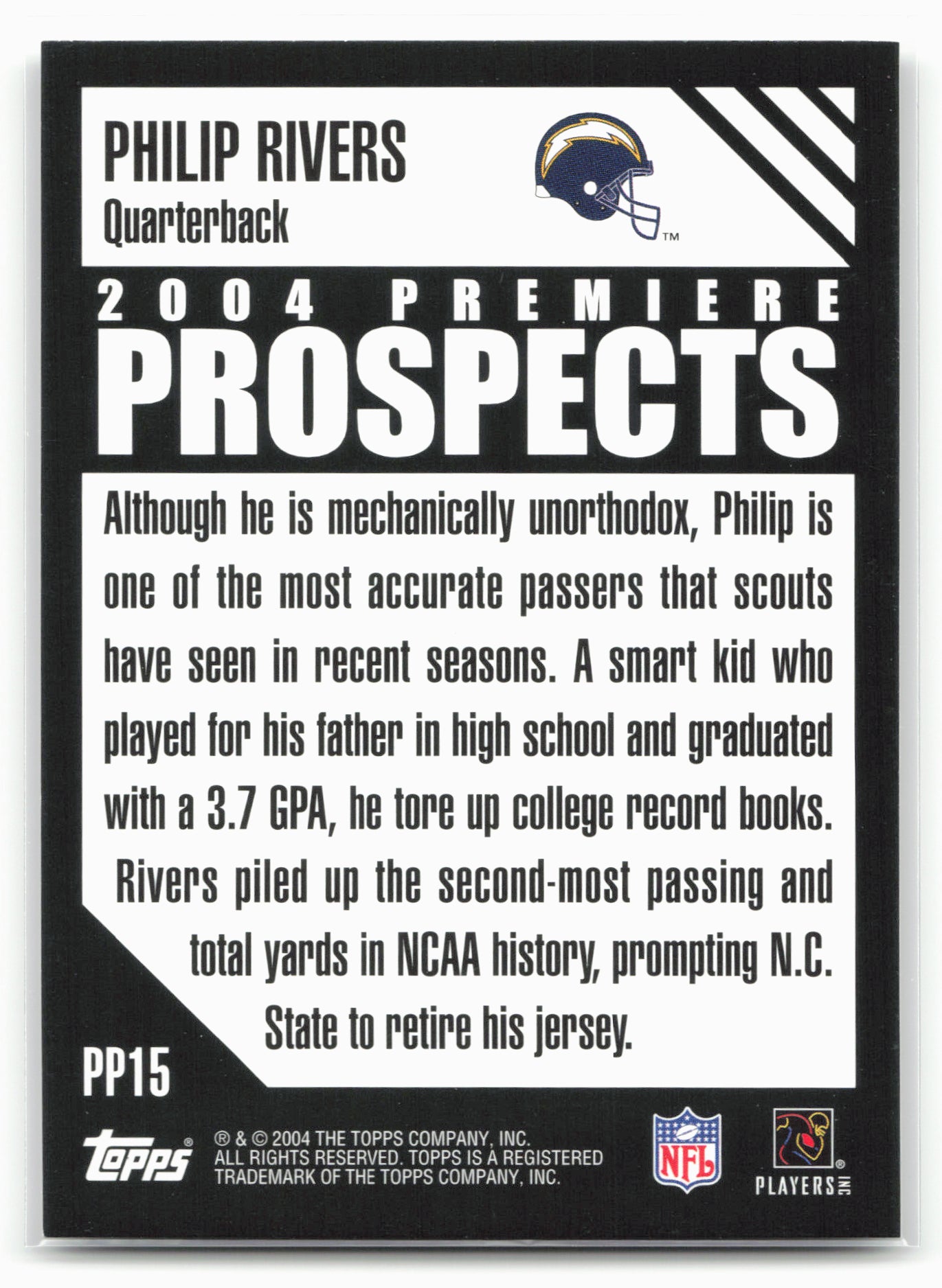2004 Topps #PP15 Philip Rivers Premiere Prospects