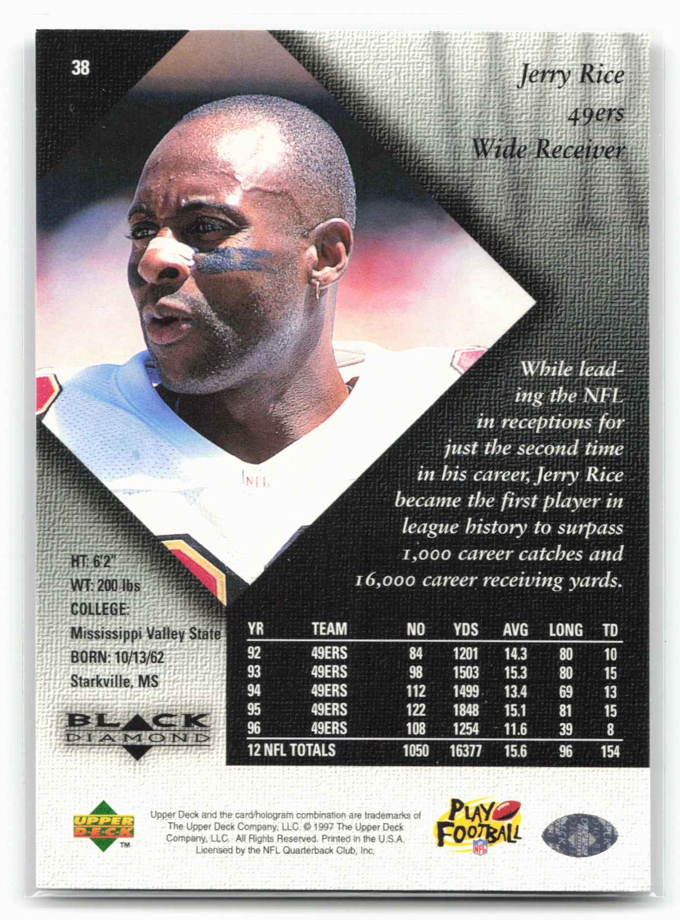 1997 Upper Deck Black Diamond #38 Jerry Rice