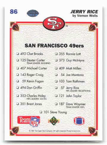 1991 Upper Deck #86c Jerry Rice