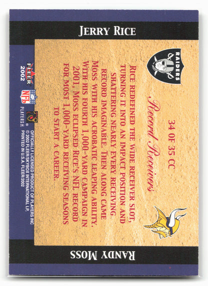 2002 Fleer #34 CC Jerry Rice / Randy Moss Classic Combinations Retail