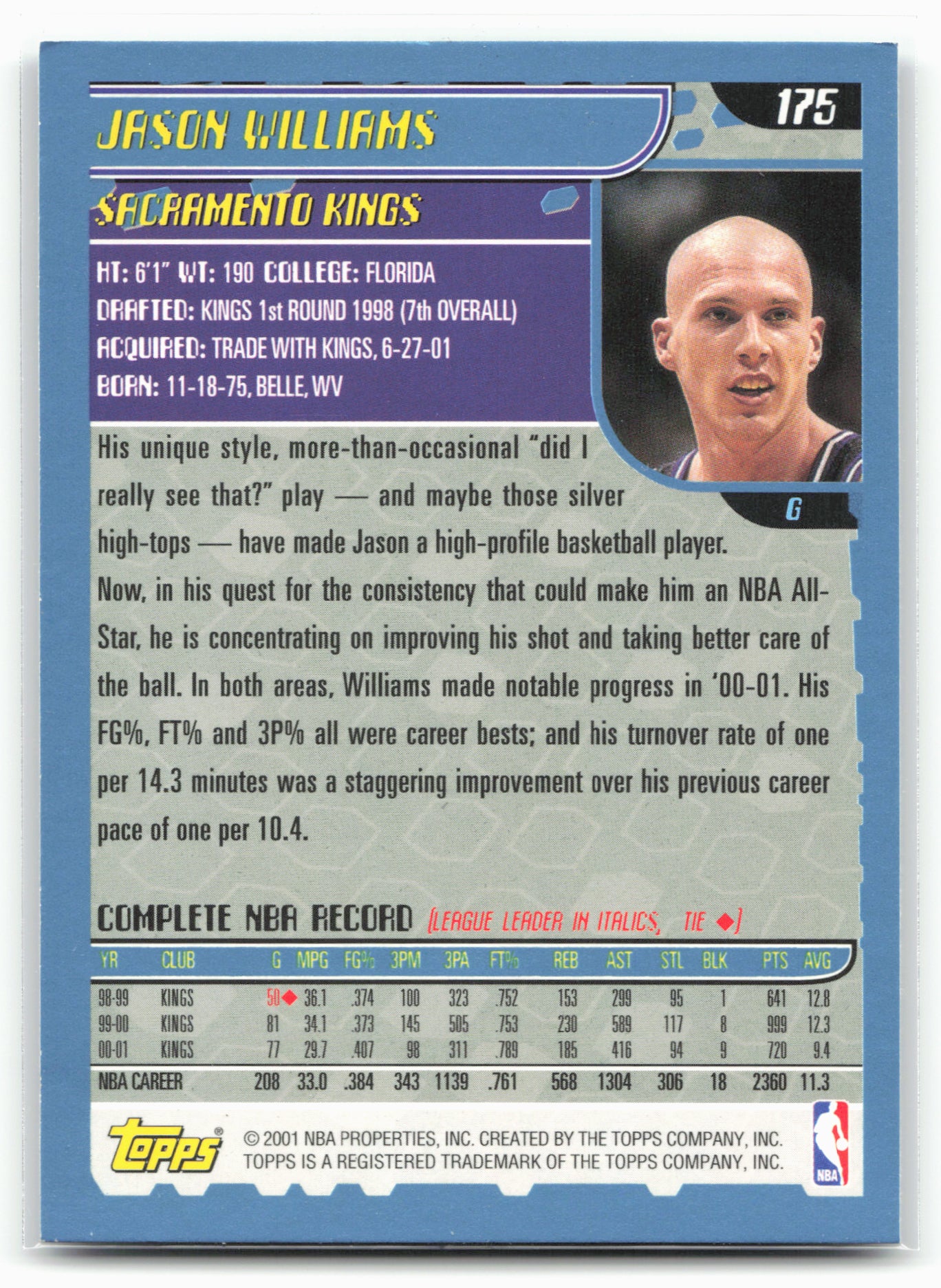2001-02 Topps #175 Jason Williams