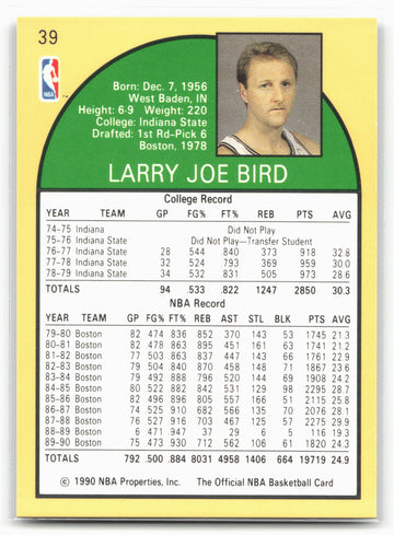 1990-91 Hoops #39 Larry Bird