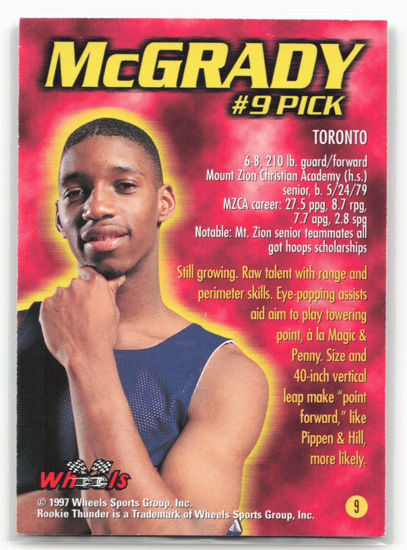 1997 Wheels Rookie Thunder #9 Tracy McGrady