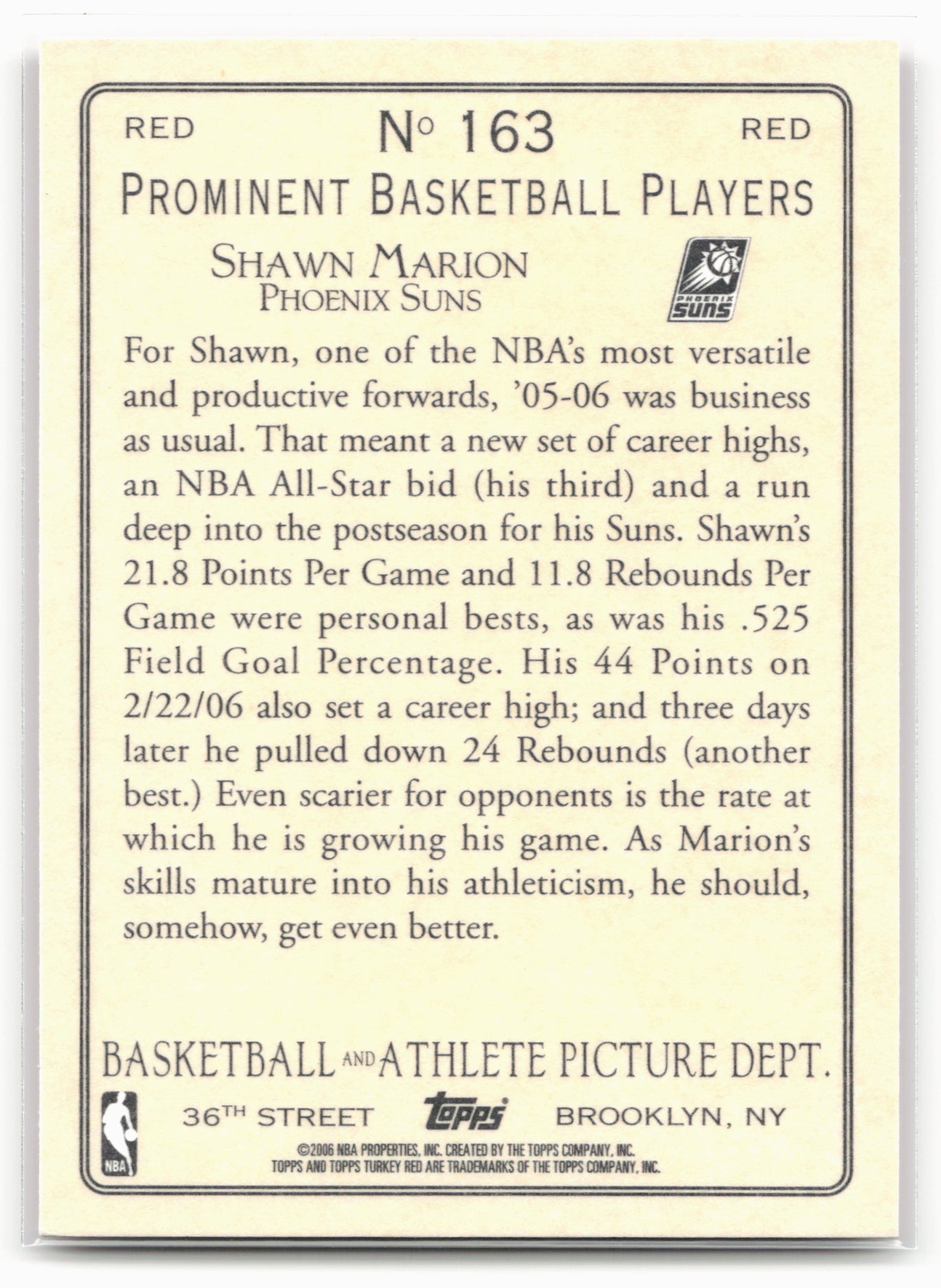 2006-07 Topps Turkey Red #163 Shawn Marion Red