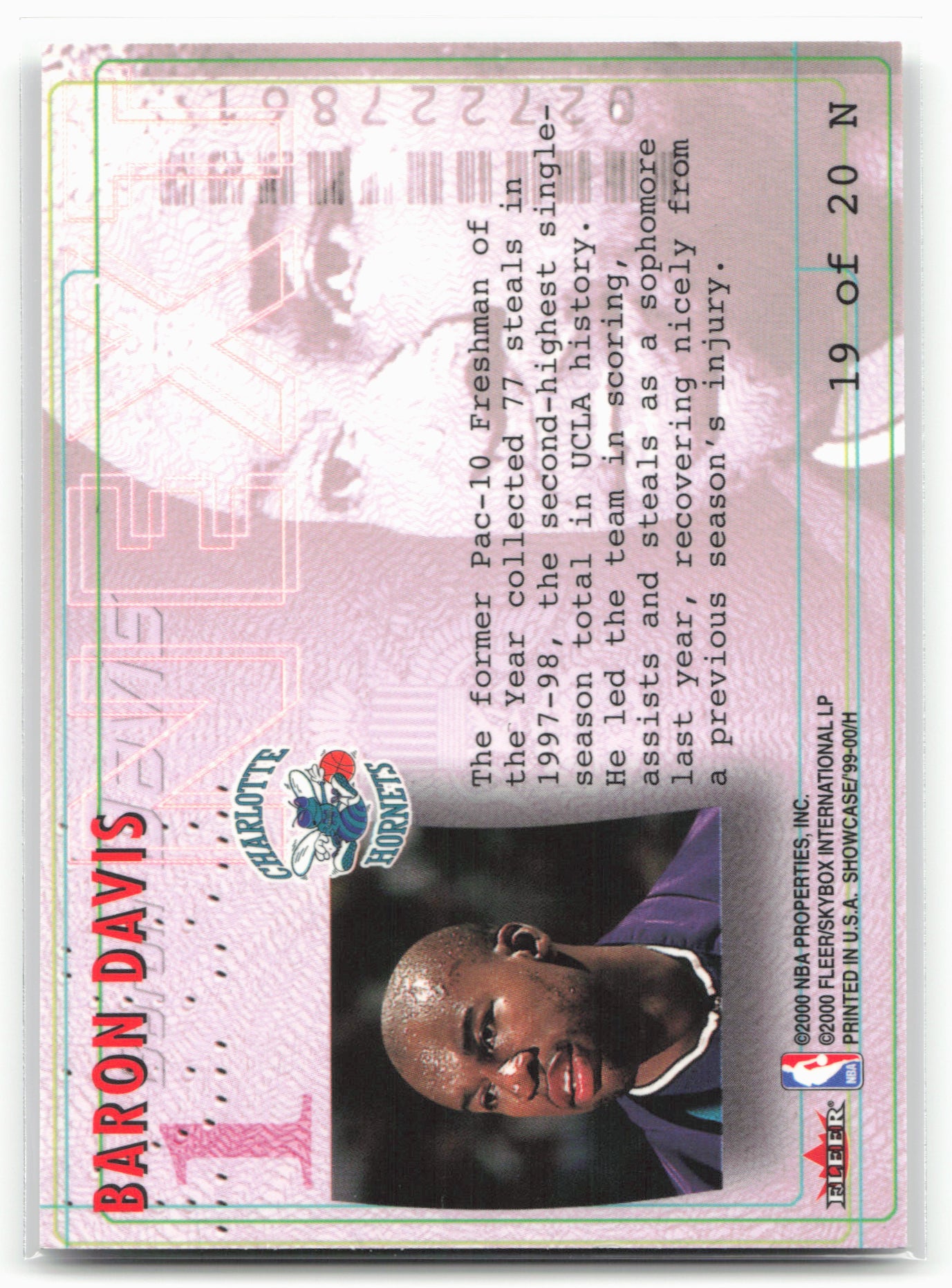 1999-00 Flair Showcase #19N Baron Davis Next