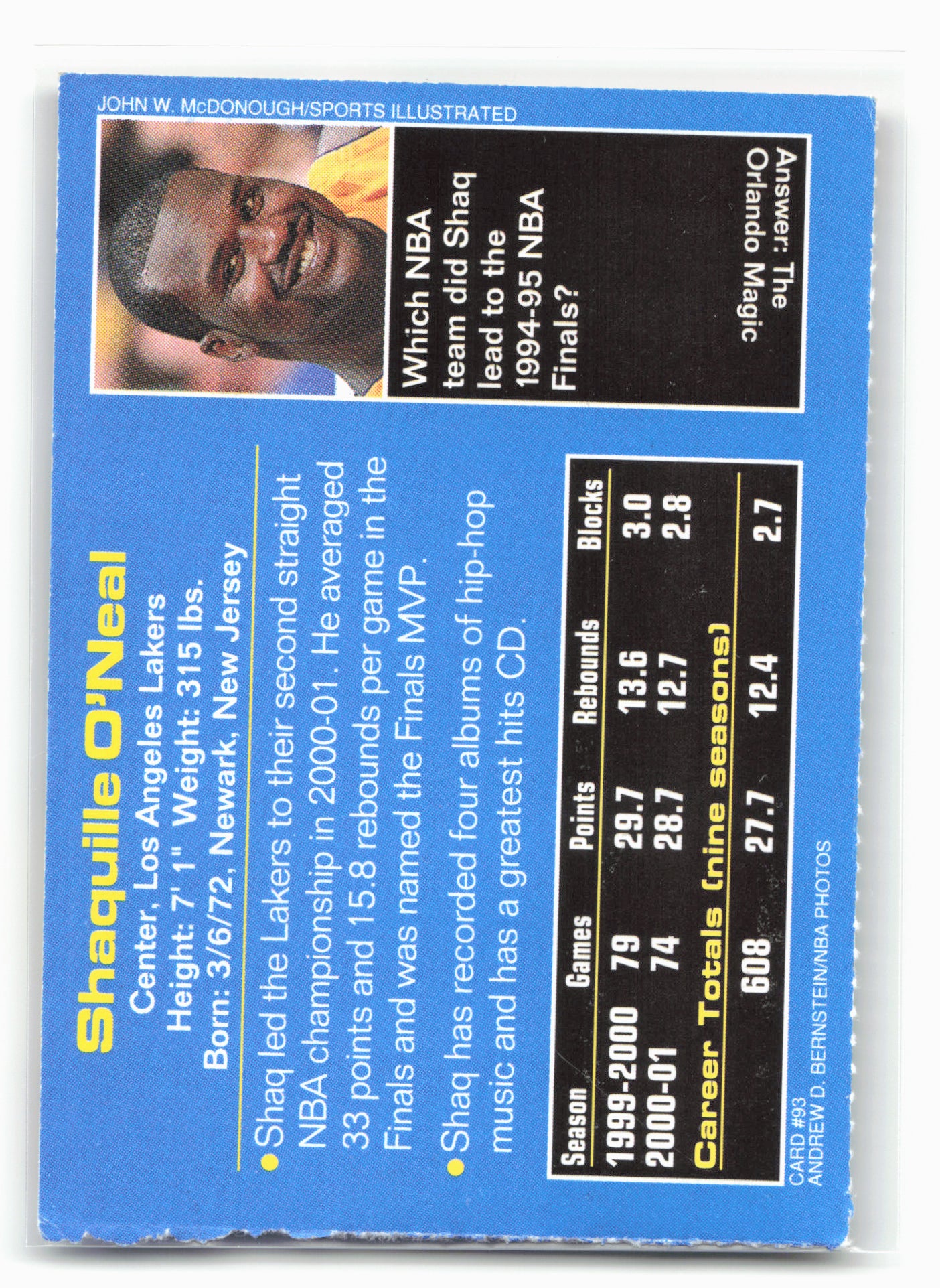 2001 Sports Illustrated for Kids #93 Shaquille O'Neal