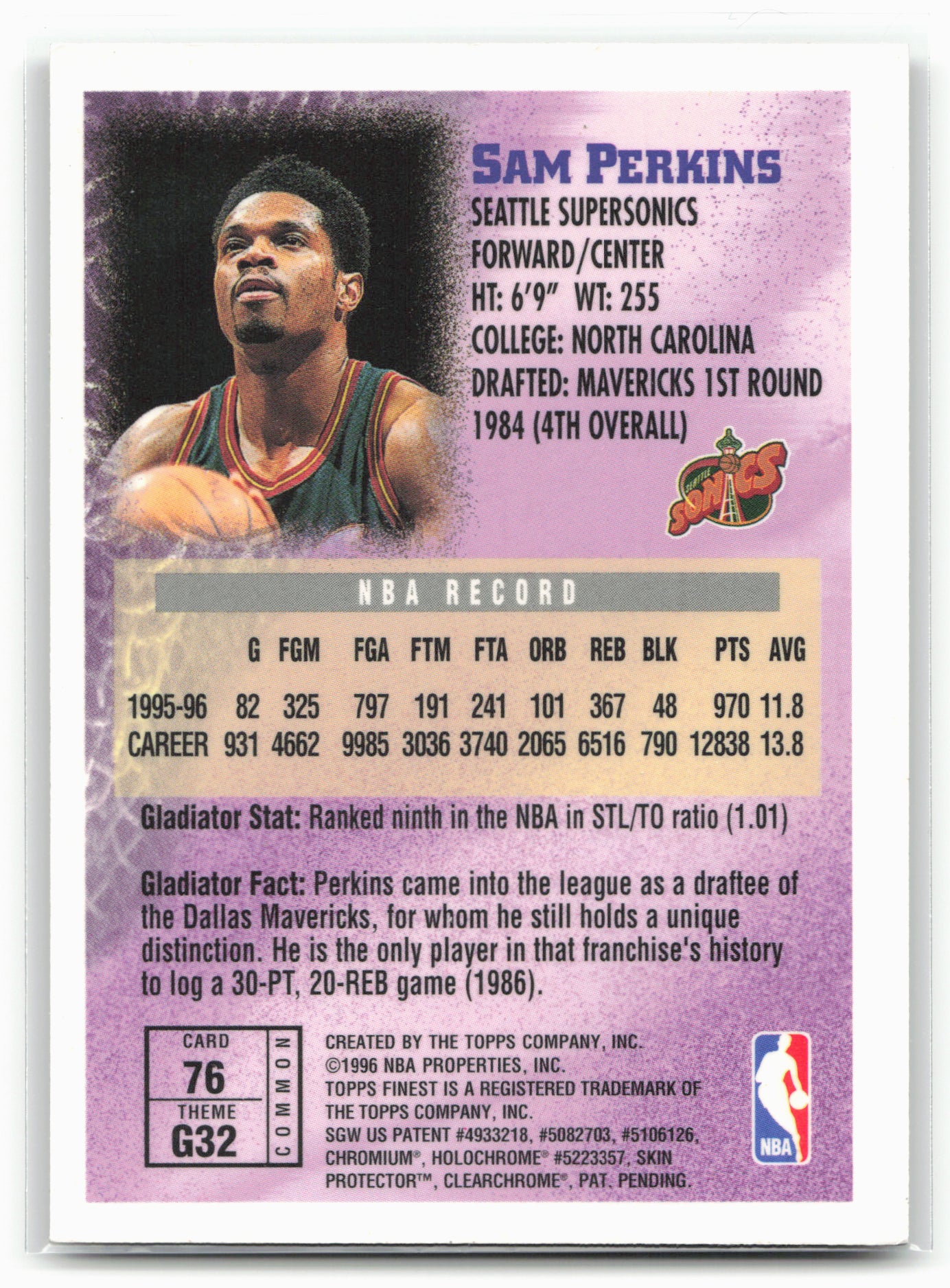 1996-97 Finest #76 Sam Perkins