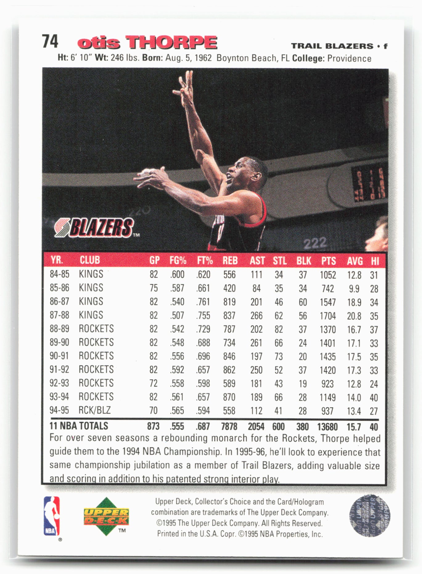 1995-96 Collector's Choice German I #131 Otis Thorpe