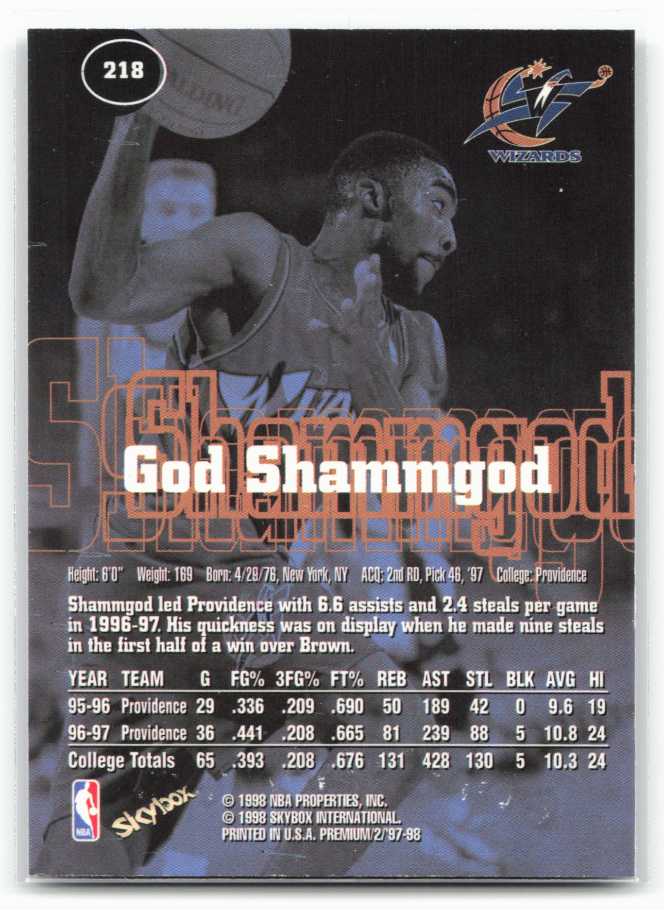 1997-98 SkyBox Premium #218 God Shammgod