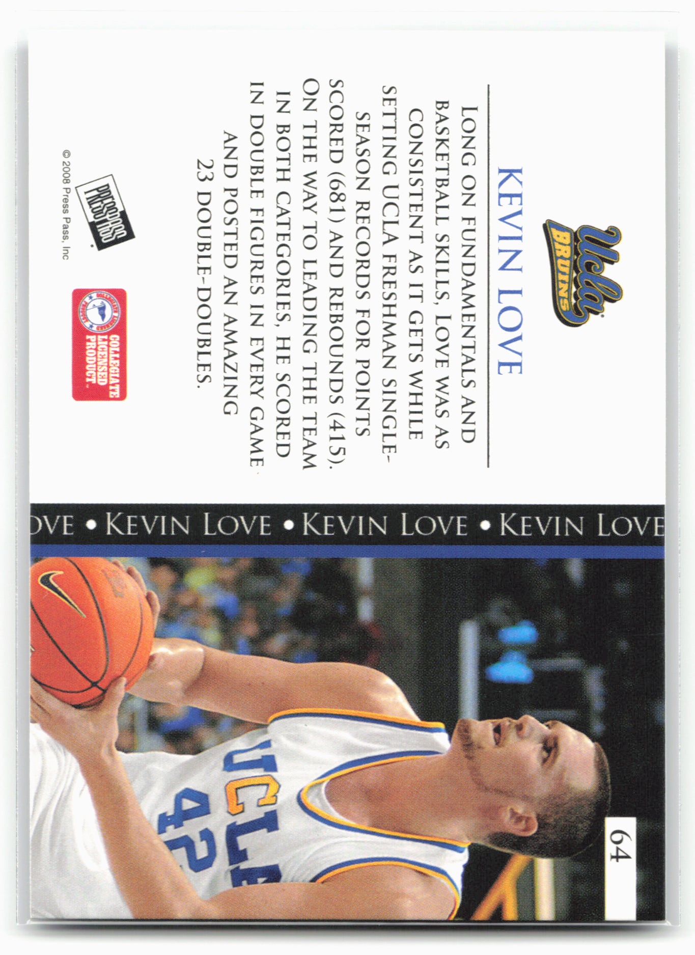 2008 Press Pass #64 Kevin Love