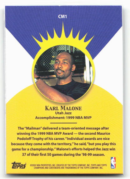 2001-02 Topps TCC #CM1 Karl Malone Crowning Moment