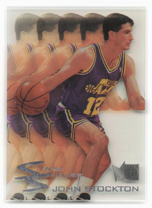 1995-96 Metal #9 John Stockton Slick Silver