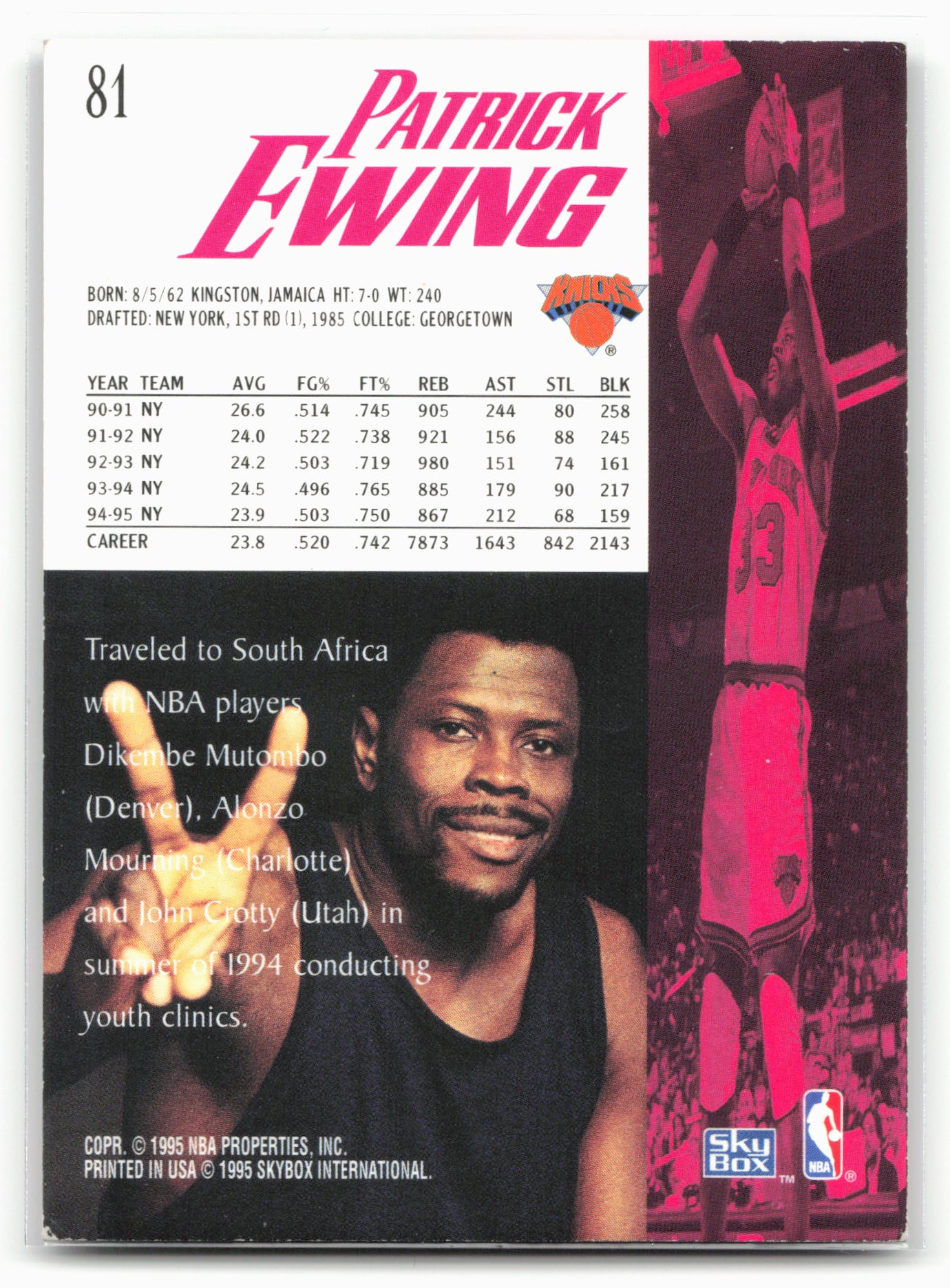 1995-96 SkyBox Premium #81 Patrick Ewing