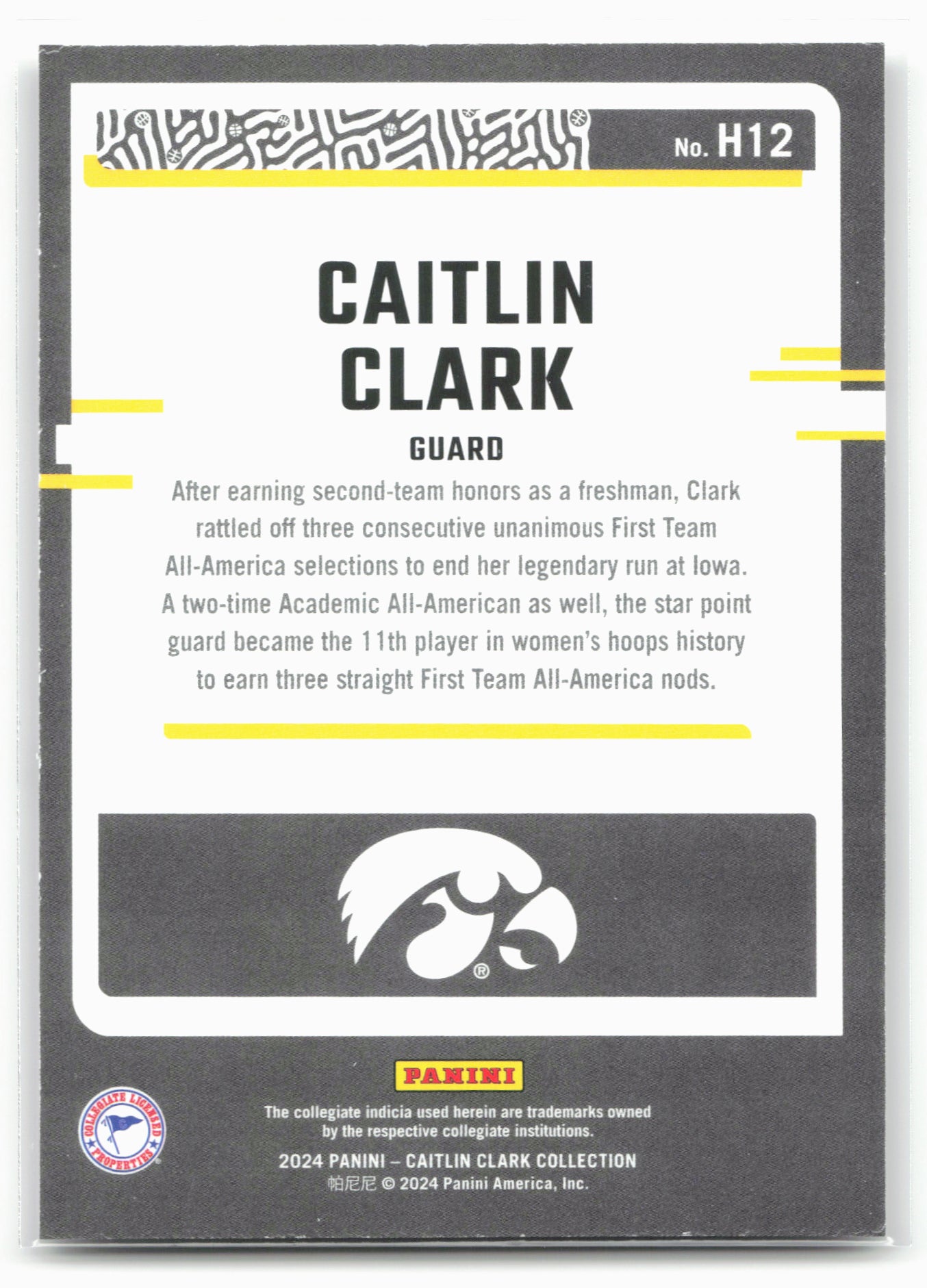 2024 Panini Caitlin Clark Collection #H12 Caitlin Clark Highlights