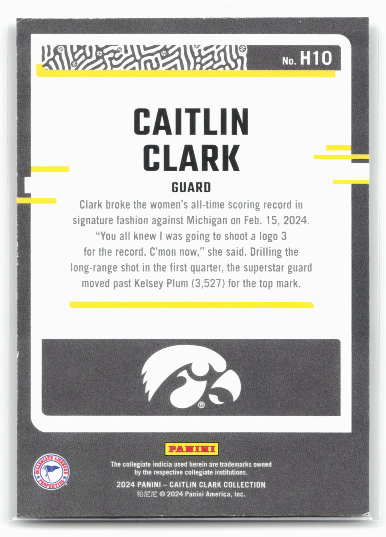 2024 Panini Caitlin Clark Collection #H10 Caitlin Clark Highlights