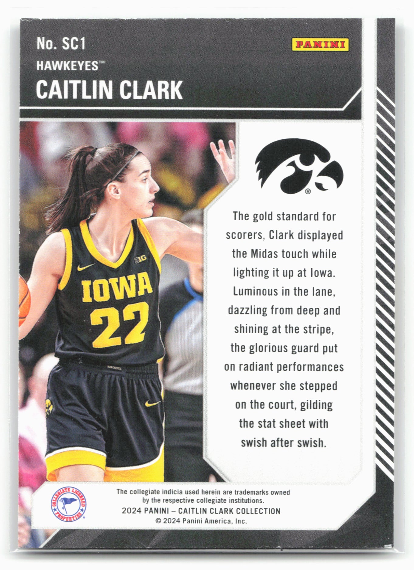 2024 Panini Caitlin Clark Collection #SC1 Caitlin Clark School Colors