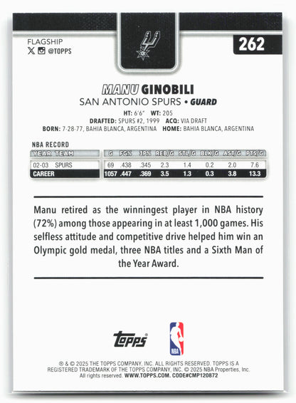 2025-26 Topps #262 Manu Ginobili Crackleboard
