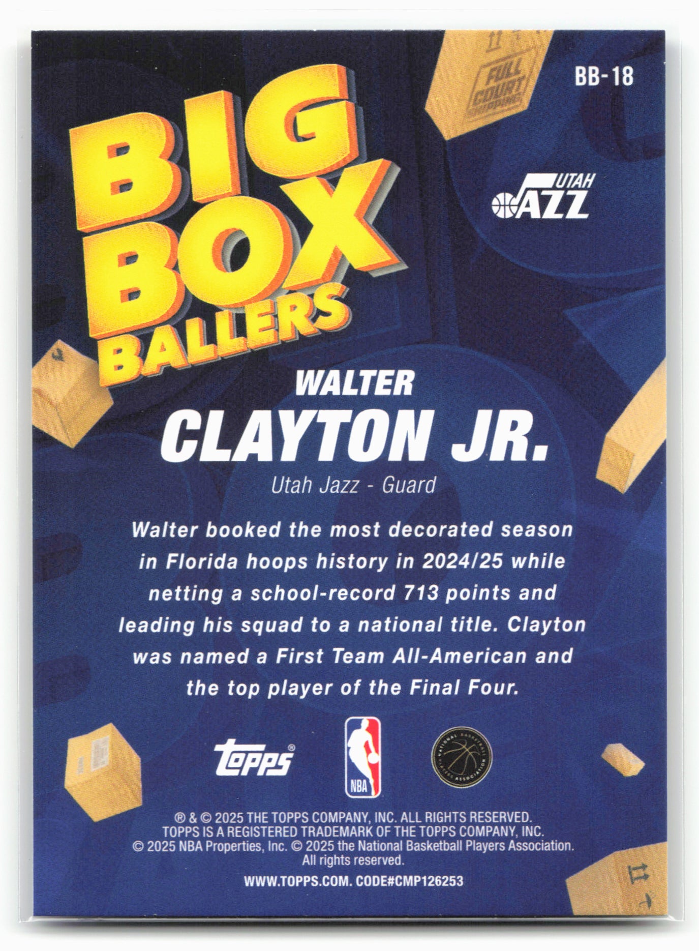 2025-26 Topps #BB-18 Walter Clayton Jr. Big Box Ballers