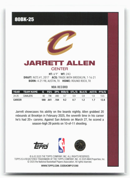 2025-26 Topps #80BK-25 Jarrett Allen 1980-81 Topps Basketball