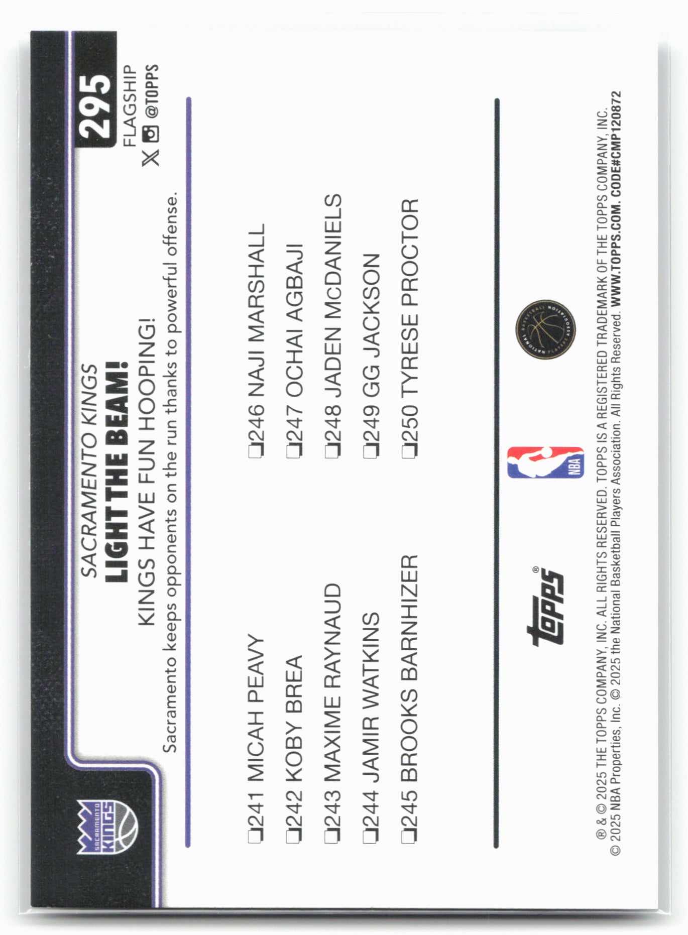 2025-26 Topps #295 Zach Lavine Rainbow Foilboard