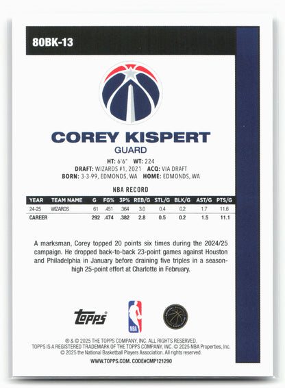 2025-26 Topps #80BK-13 Corey Kispert 1980-81 Topps Basketball 24107