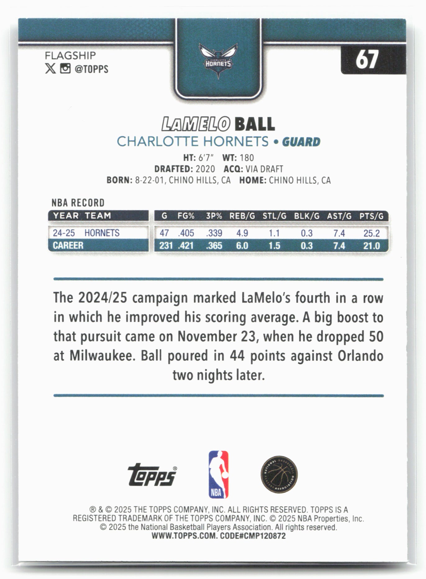 2025-26 Topps #67 LaMelo Ball Crackleboard