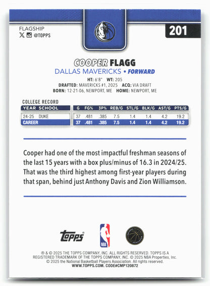 2025-26 Topps #201 Cooper Flagg Crackleboard