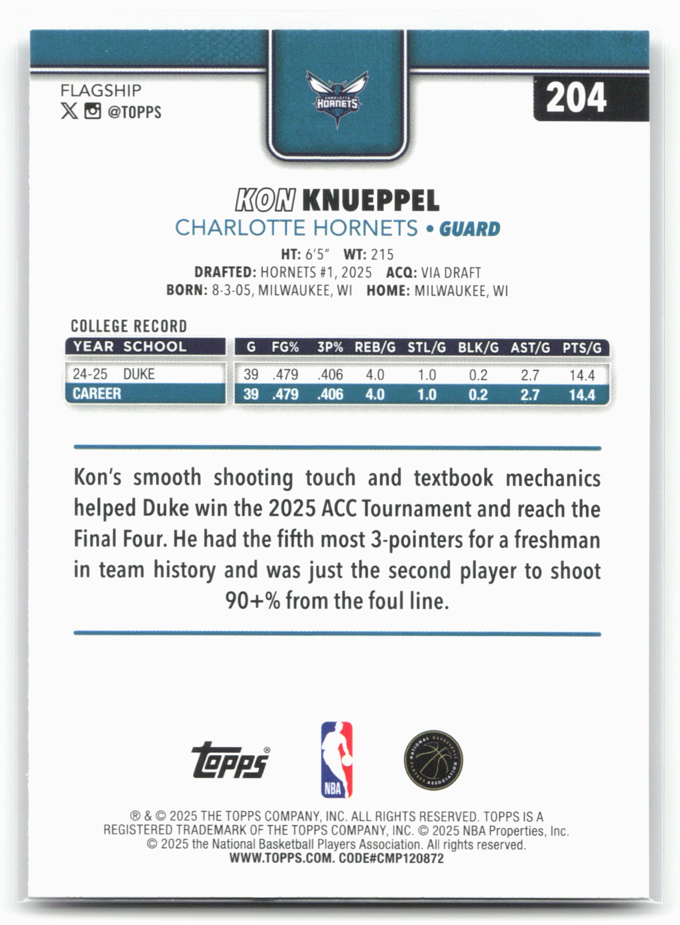 2025-26 Topps #204 Kon Knueppel Crackleboard