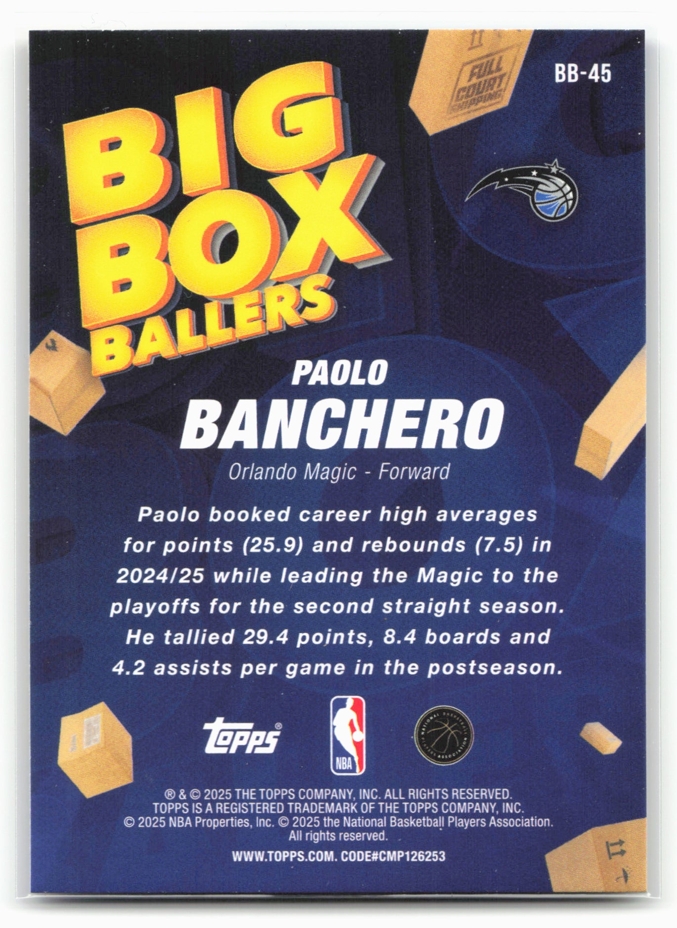 2025-26 Topps #BB-45 Paolo Banchero Big Box Ballers