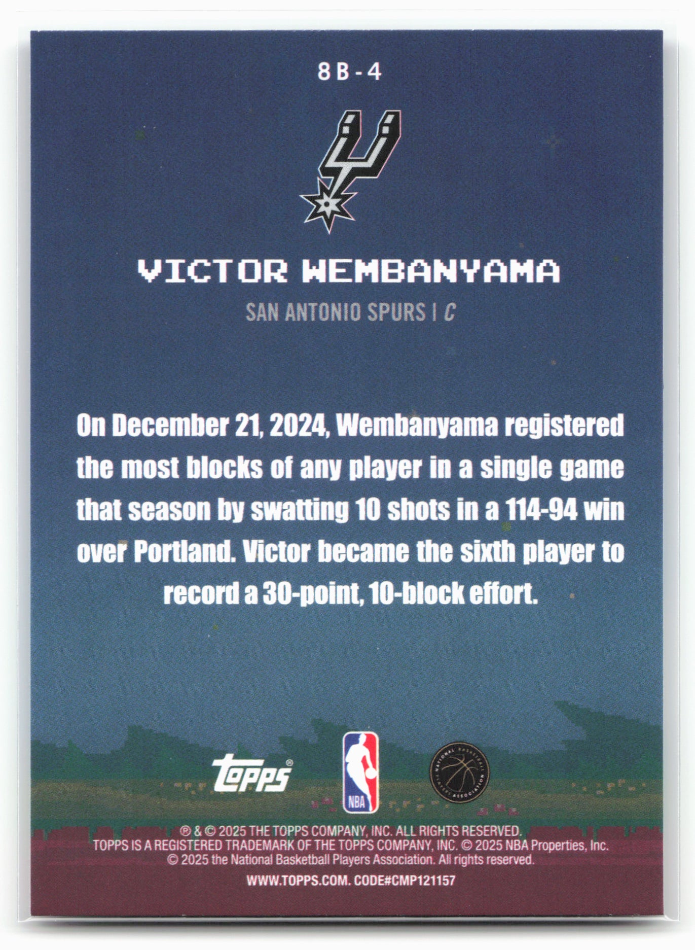 2025-26 Topps #8B-4 Victor Wembanyama 8-Bit Ballers 24137