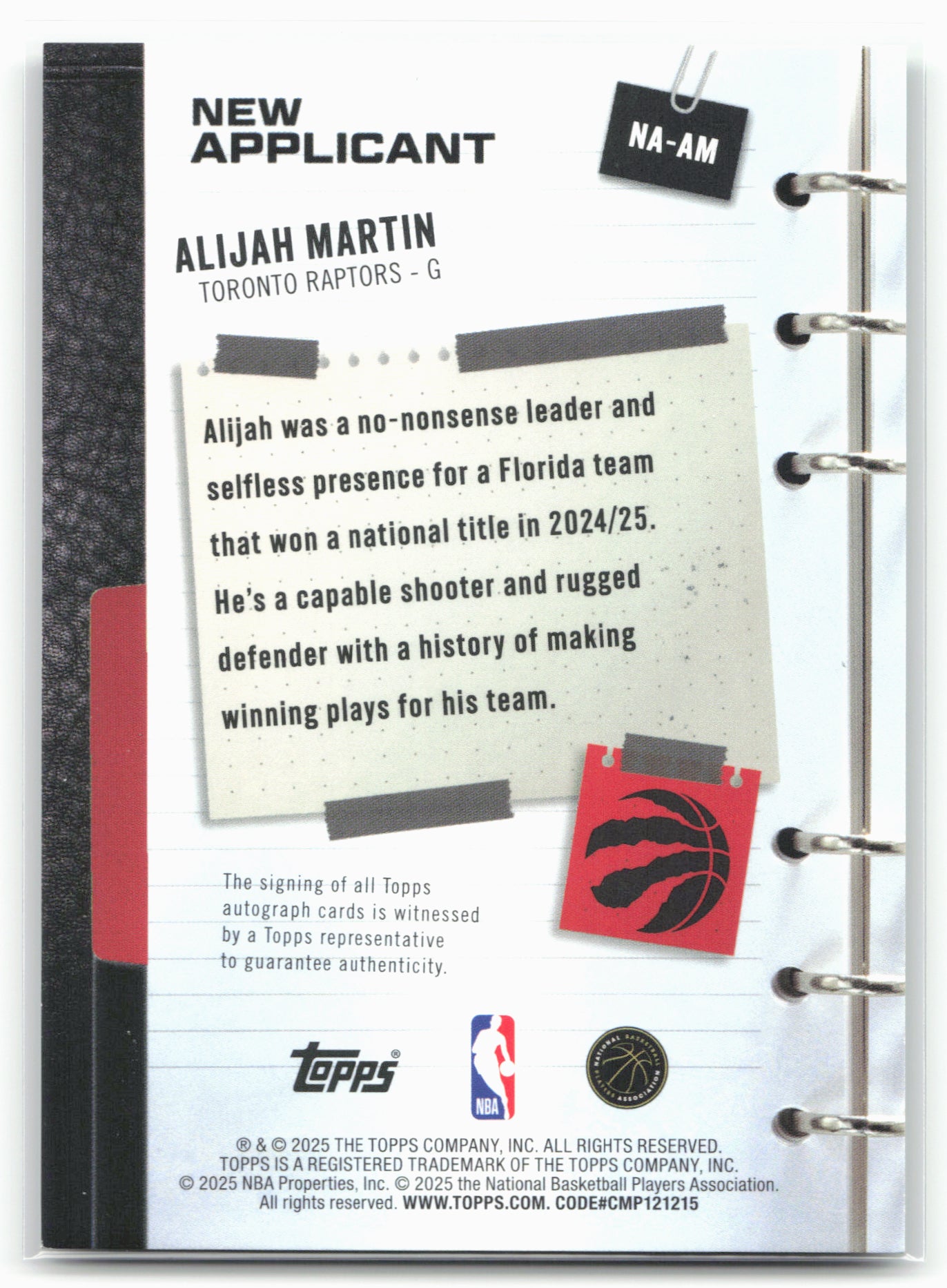 2025-26 Topps #NA-AM Alijah Martin New Applicants Green Holo Foil #/99