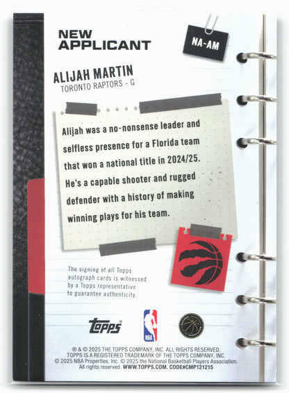 2025-26 Topps #NA-AM Alijah Martin New Applicants Green Holo Foil #/99
