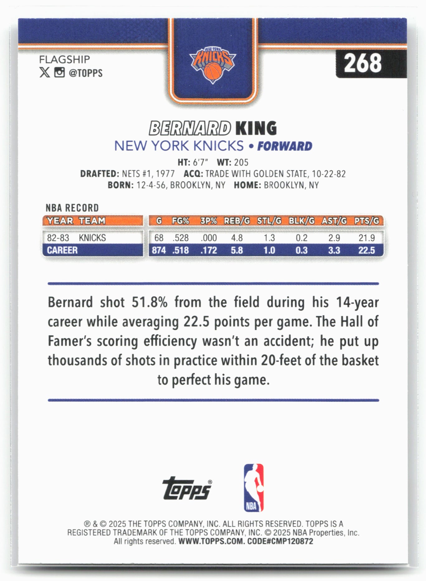 2025-26 Topps #268 Bernard King Crackleboard