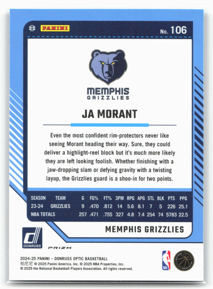 2024-25 Donruss Optic #106 Ja Morant Blue Velocity