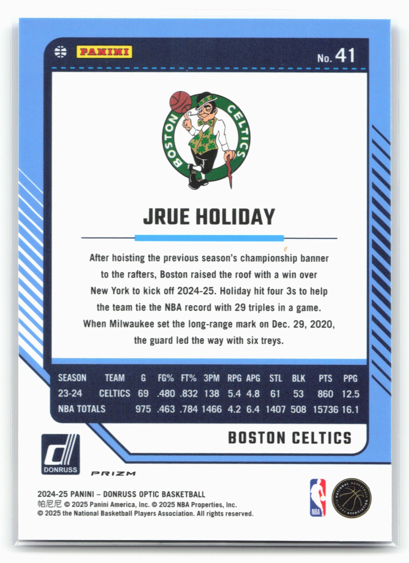 2024-25 Donruss Optic #41 Jrue Holiday Blue Velocity