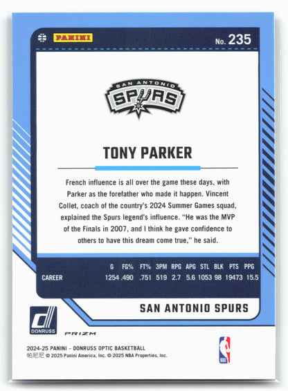 2024-25 Donruss Optic #235 Tony Parker Blue Velocity