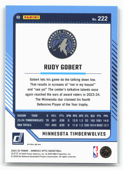 2024-25 Donruss Optic #222 Rudy Gobert Blue Velocity